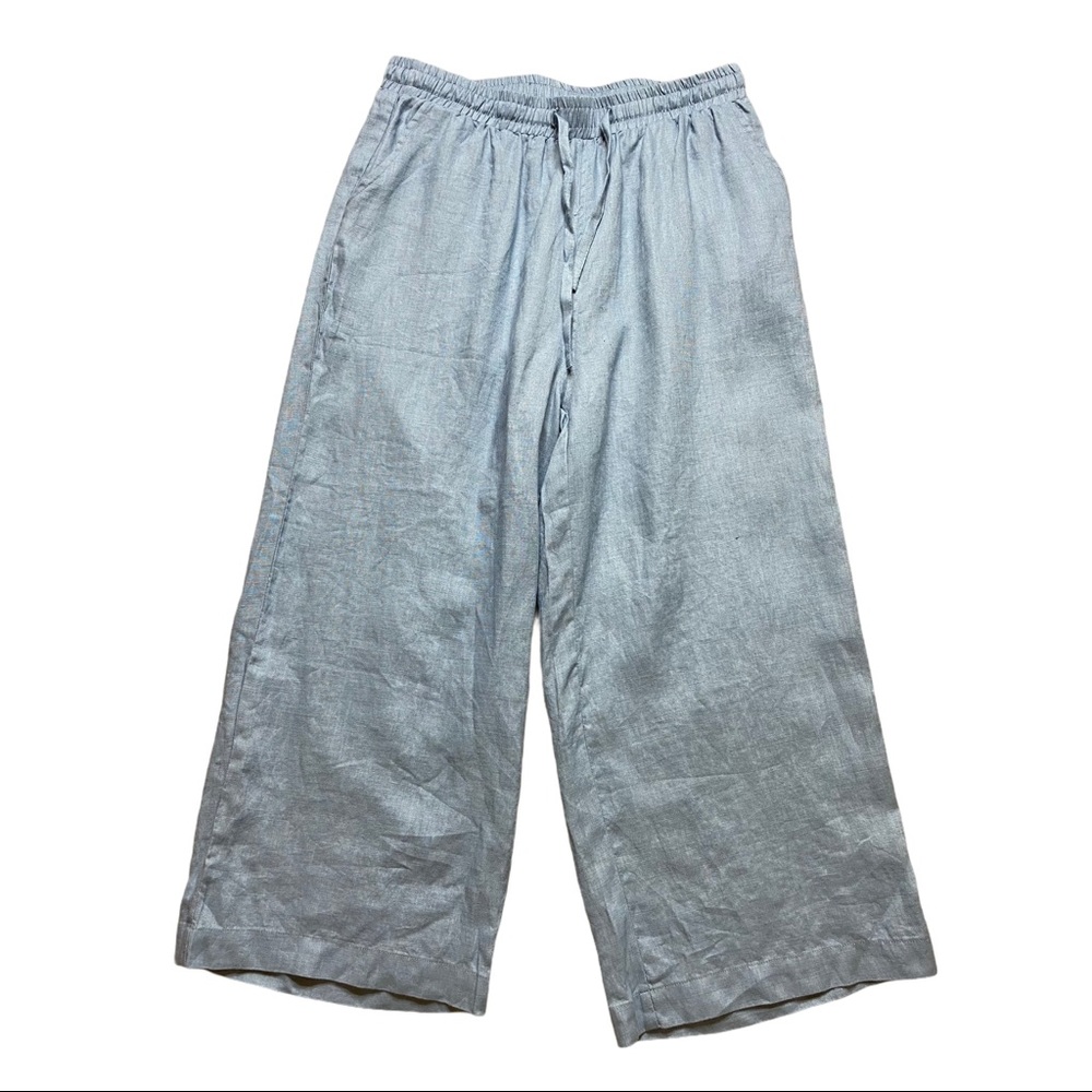 Lesumes 100% Linen Blue Loungewear Capri Pants